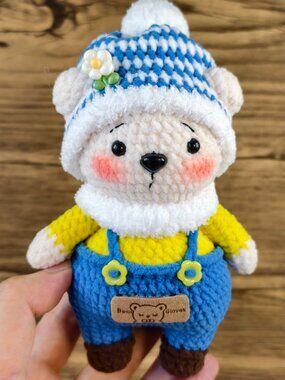 Handmade Amigurumi Crochet Blue Bear Plushie